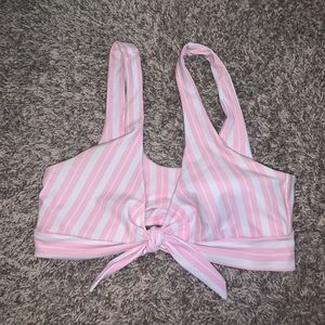 SHEIN pink and white bikini top